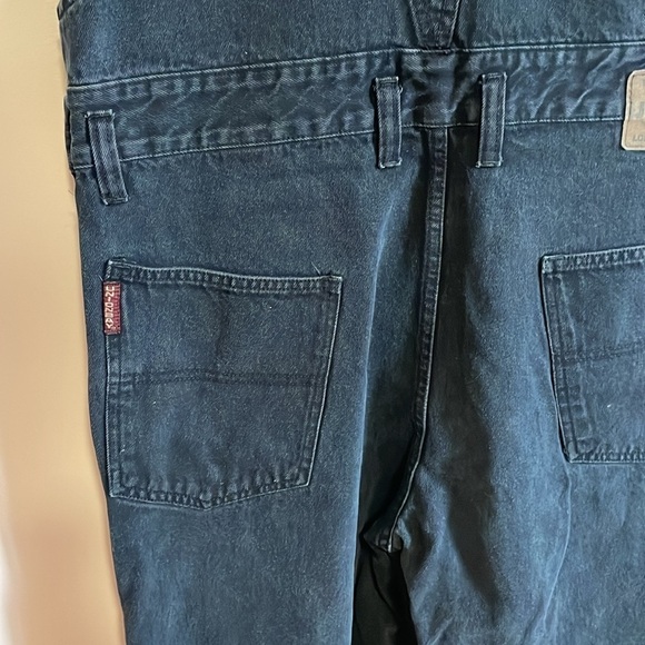 VTG Y2K Union Bay Denim Overalls Large Black Faded 90s 00s Jumper Cottagecore - Picture 11 of 16